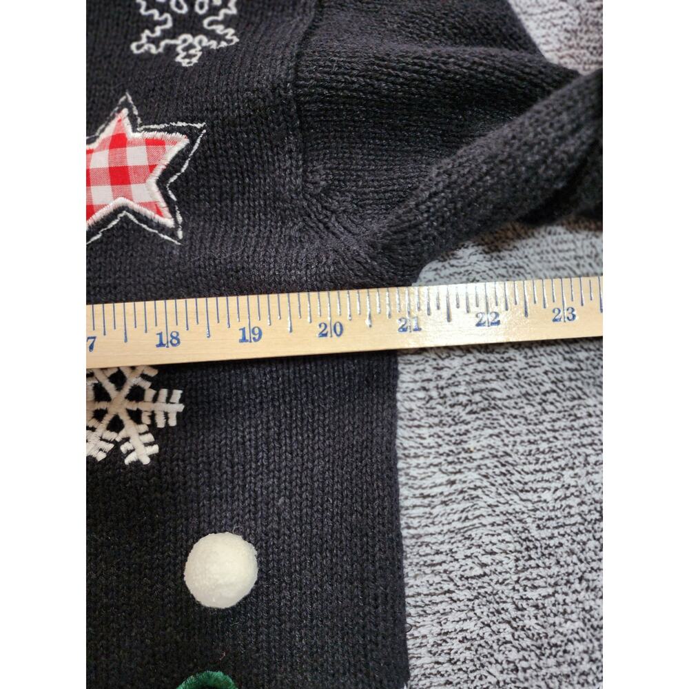 Jason Maxwell Vintage Women's Large Black Holiday Button-Up Cardigan Christmas - Picture 8 of 8